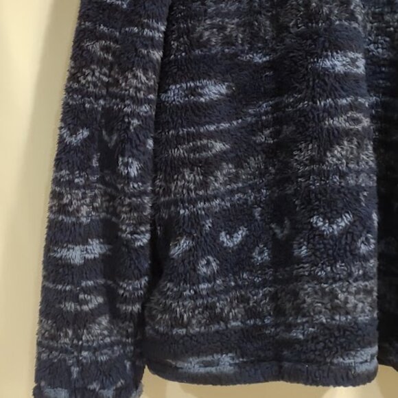 ALPINE SHERPA FLEECE PULLOVER DARK BLUE & BLACK PATTERN WOMEN'S SIZE 2XL(XXL) - Picture 4 of 10